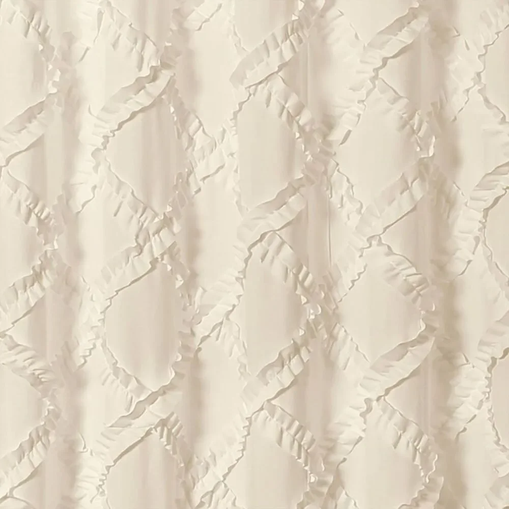 Shower Curtain Ruffle Diamond Ivory - Lush Décor Fabric Machine Washable